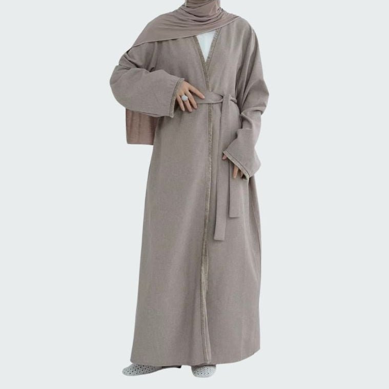 Nahla Beige Tassel Abaya - AL - SAYLA