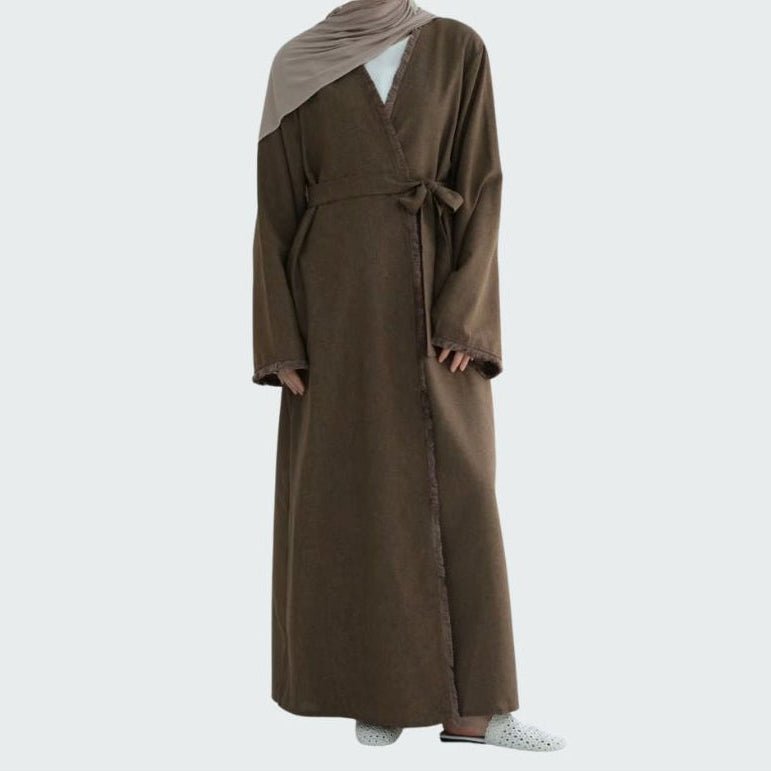 Nahla Brown Tassel Abaya - AL - SAYLA