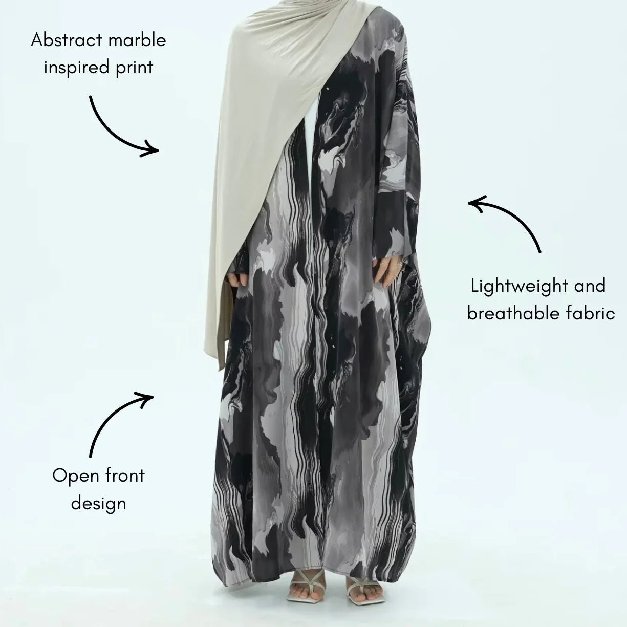Grey Marble Abaya - AL - SAYLA