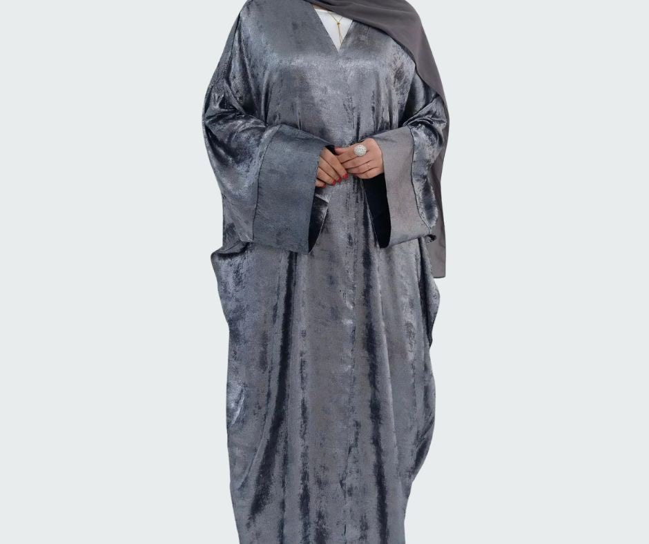 Selene Silver Crushed Velvet Abaya - AL - SAYLA