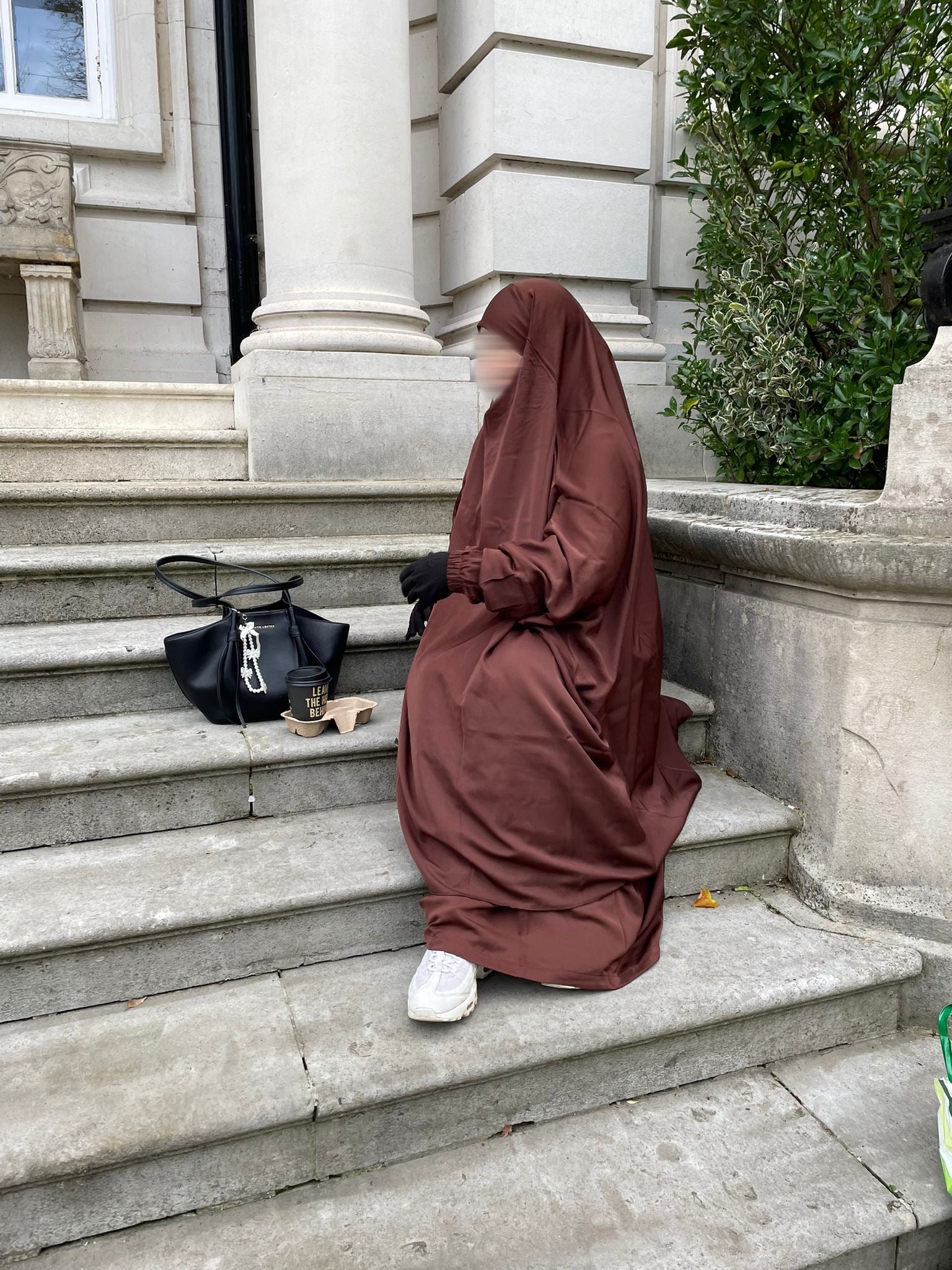 Chocolate Brown Two Piece Jilbab with Matching Niqab - AL - SAYLA