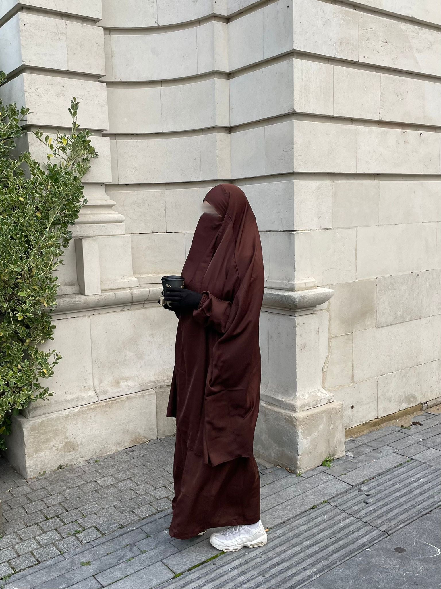 Chocolate Brown Two Piece Jilbab with Matching Niqab - AL - SAYLA