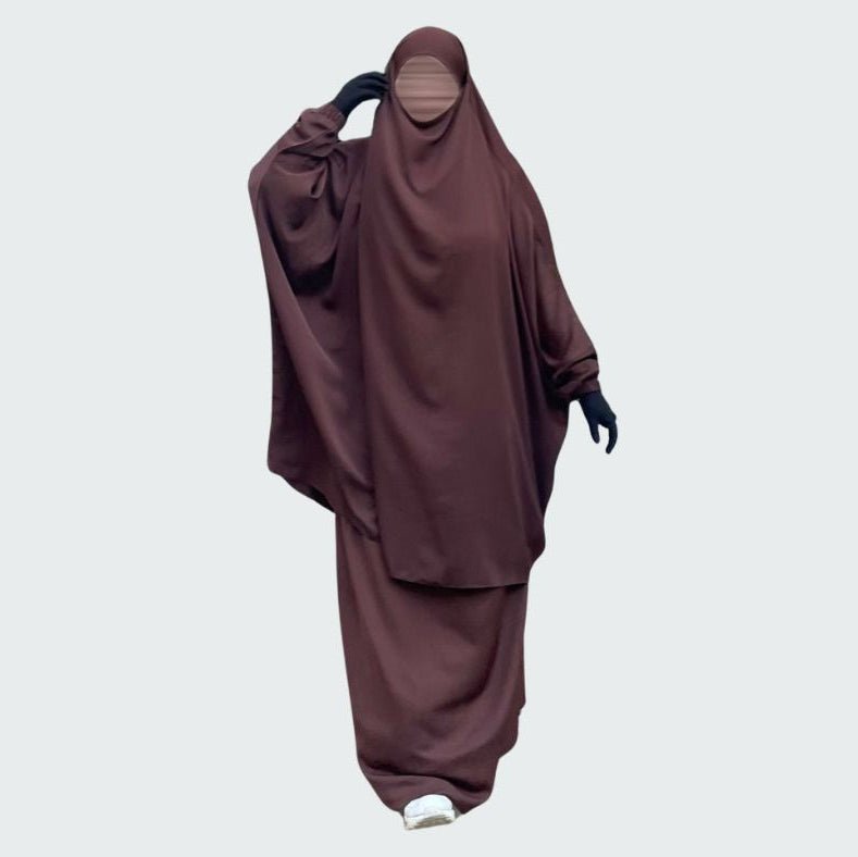 Chocolate Brown Two Piece Jilbab with Matching Niqab - AL - SAYLA