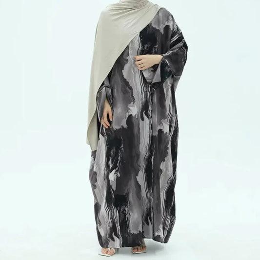 Grey Marble Open Abaya - AL-SAYLA