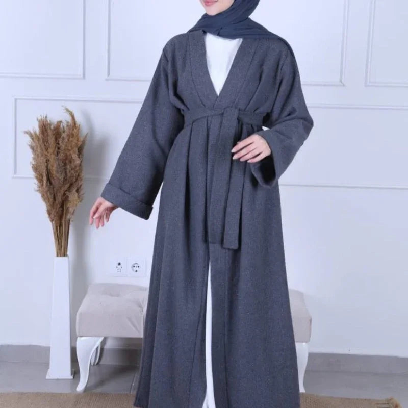 Grey Abaya Coat - AL-SAYLA
